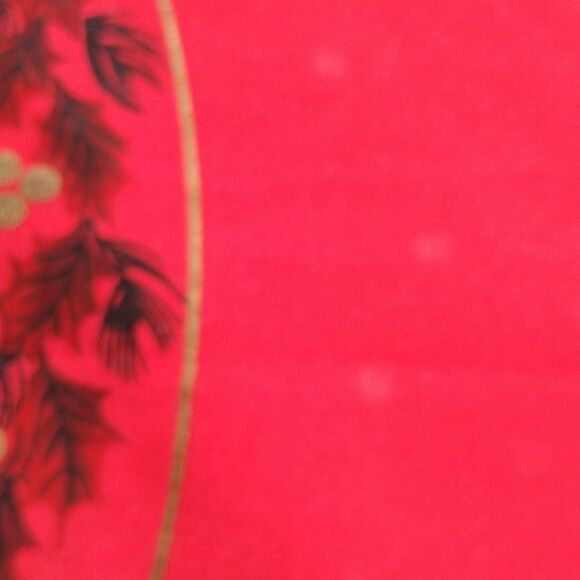 Christmas round Table Cloth w/white fringe Pine Cones and Poinsettias - Picture 7 of 10